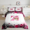 thumbnail image 2 of Erosebridal Ensembles de Couette Lettre Initiale Format Grand, Ensemble de Literie Personnalisé Monogrammé Couette Grand, Déco Florale, Réversible, Ultra Doux, 3 Pcs, 2 of 8
