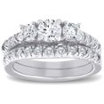 thumbnail image 1 of 1 1/2 ct 3-Stone Diamond Engagement Ring Matching Wedding Band Set White Gold, 1 of 3