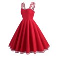 thumbnail image 3 of Robe Vintage Sans Manches Col en V Couleur Unie pour Femmes, 3 of 6