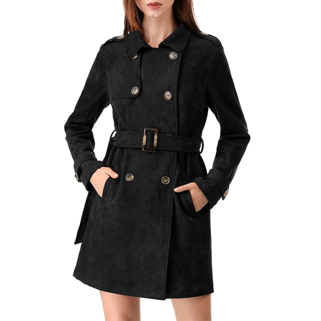 INSPIRE CHIC Manteau Trench à Revers Crantés à Double Boutonnage pour Femme