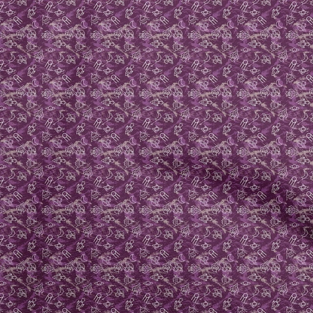 oneOone Rayon Purple Fabric Galaxy Sewing Material Print Fabric By The Yard 56 Inch Wide