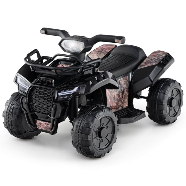 Costway 6V Electric Children Toy Car with Music & Story Function USB Front Storage Basket Black
