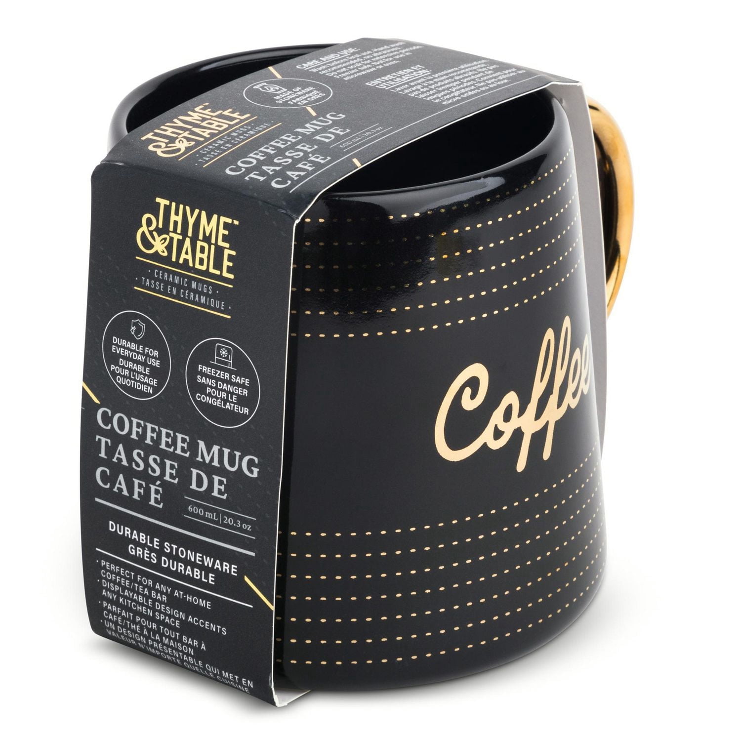Thyme & Table Stoneware 20 fl oz Coffee Mug, Black