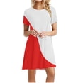 thumbnail image 1 of Womens Summer Plus Size Dresses Casual Color Block Patchwork Print Mini Sundress Tunic Round Neck Short Sleeve Dress, 1 of 5