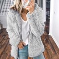 thumbnail image 2 of Womens Fuzzy Fleece Jackets 2023 Clearance Solid Zipper Sharpa Coat Fall Winter Warm Thick Hooded Jacket with Pockets, 2 of 5