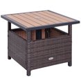 thumbnail image 1 of Outsunny Table d'Appoint en Rotin Osier avec Trou pour Parasol Marron, 1 of 10