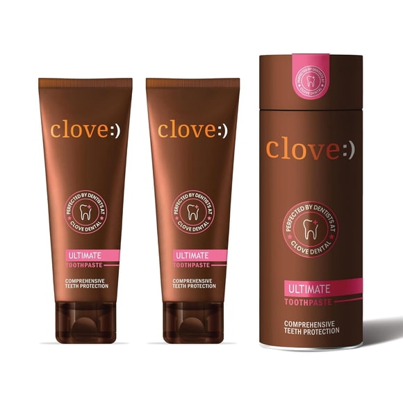 Clove Ultimate Toothpaste | Active Freshness | Cavity Prevention | Teeth Whitening | Healthy Gums & Oral Care | Triclosan Free | Paraben Free | Peroxide free | Mint | Pack of 1 (100 gms) 2 pcs