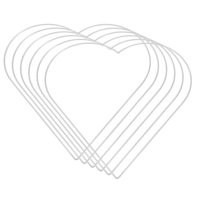Unique Bargains 11.8' Heart Dream Catcher Rings, 6 Pcs Metal Macrame Wreath Floral Ring Hoop, Silver Tone