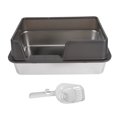 thumbnail image 2 of Stainless Steel Cat Litter Box with Lid, Side Entry Metal Litter Box with High Wall Sides Enclosure, Metal Litter Pan Tray for Small Medium Cats, Includes Litter Shovel, 2 of 7
