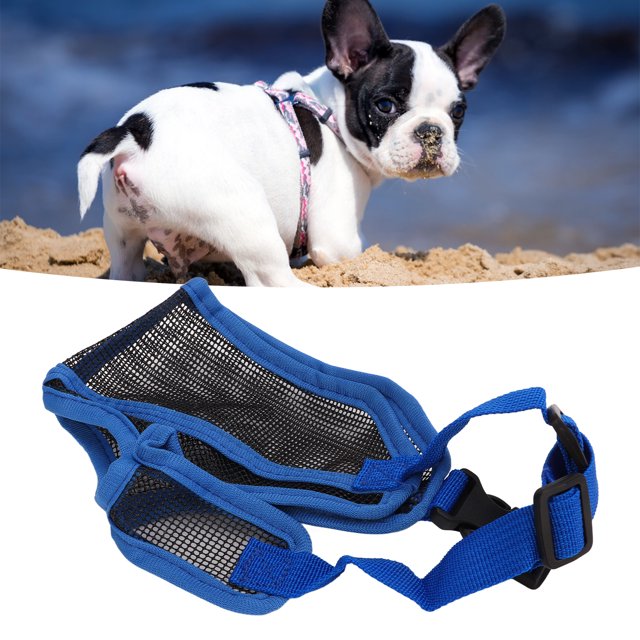 Muzzle, Breathable Soft Edges Adjustable Short Snout Dog Mesh Muzzle For Shar Pei Blue,