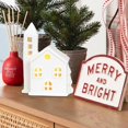 thumbnail image 3 of White Ceramic LED House | Christmas Village Light Up Festive House Ornament, 3 of 9