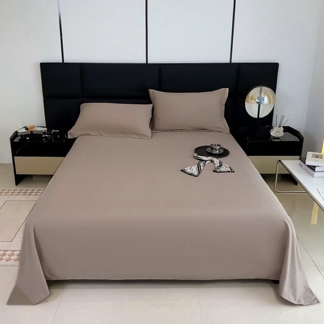 Fridja Queen Size Flat Sheet, Solid Color Soft Skin-friendly Machine Washable Flat Sheets, Cool & Breathable Bed Sheets, Top Sheet, Flat Sheet , Single Flat Sheets Only (Khaki, 70.87x90.55 in)