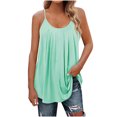 thumbnail image 1 of Mrat Débardeurs Dos Nageur Femmes Femmes Été Mode Décontracté Sans Manches Col Rond Unis Débardeurs Blouse Gilets Dos Ouvert Débardeurs pour Femmes P-199 Vert Menthe P, 1 of 6