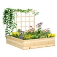 thumbnail image 1 of Outsunny Large Raised Garden Bed Wooden Planters Box with Trellis, Natural, 1 of 9