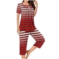 thumbnail image 1 of Jamicy Pyjama Confortable pour Femmes Ensemble Mode Décontracté Ample Imprimé Col Rond Boutonné Manches Courtes avec Pantalon Court Ensemble de Pyjama pour Femmes, 1 of 5