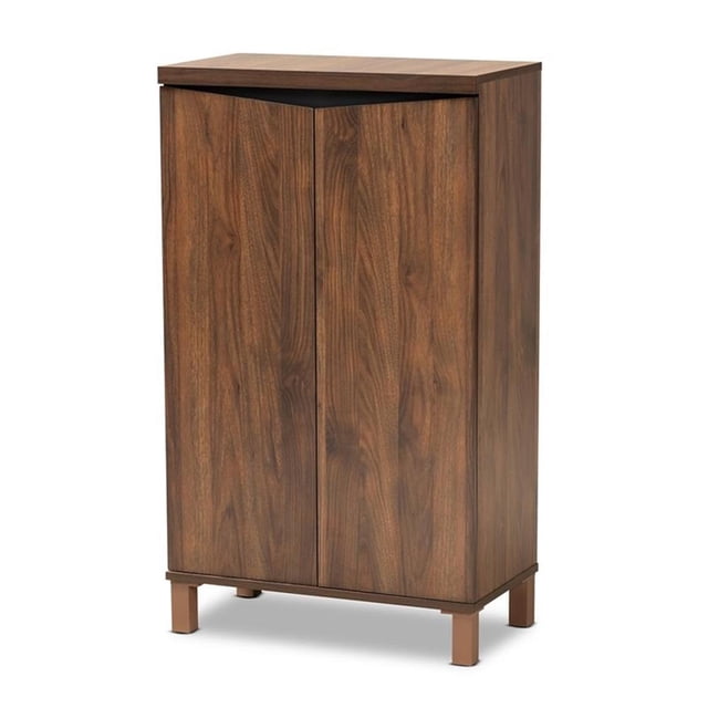 Baxton Studio Armoire de Rangement pour Chaussures à 2 Portes, Fini Brun et Gris Foncé