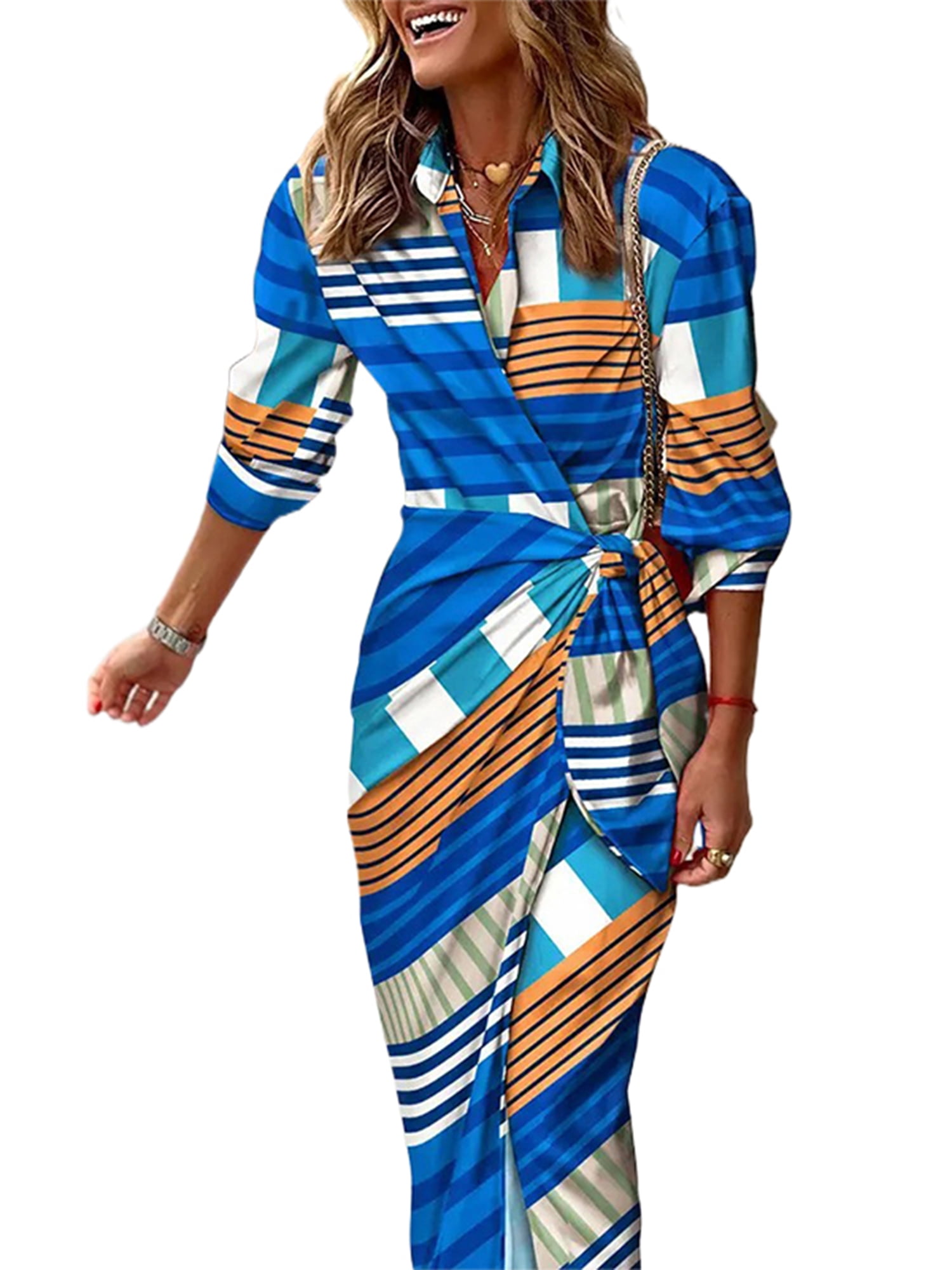 Sexy Dance Robes pour Femmes Imprimé Floral Été Plage Robe d'Été Géométrique Longue Robe Col en V Manche 10 Bleu P