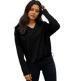 thumbnail image 1 of BLVB Chandails en Molleton à Manches Longues pour Femmes Décontracté Ample Col en V Chandail Hauts Tenues de Mode Automne, 1 of 7