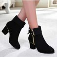thumbnail image 4 of B91xZ Bottes pour Femmes Mode Habillées Travail Imperméables Randonnée Combat Lacets Talon Bas Bottines Cheville, Noir 9, 4 of 5
