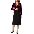 thumbnail image 2 of INSPIRE CHIC Blazer en Velours à Manches Longues avec Revers Cranté et Boutons pour Femmes Bourgogne, 2 of 6