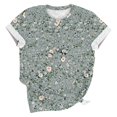 thumbnail image 3 of Pisexur Hauts d'Été pour Femmes, Blouses Habillées Décontractées pour Femmes, Hauts à la Mode pour Femmes, Chandail Décontracté Imprimé à Manches Courtes Col Rond, Grandes Tailles pour Femmes Multicolore, 4TG, 3 of 4