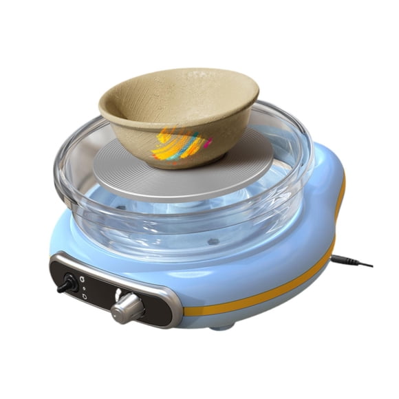 FashionCha Mini Kit de Tourne-Poterie Vitesse Réglable Toupie en Céramique Argile Pédale Électrique Plateau Anti-Éclaboussures Amovible Conception Légère Convient aux Adultes Débutants Bricolage Maison Cadeau Sans Outil de Sculpture