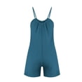 thumbnail image 3 of AherBiu Wide Leg Short Jumpsuits for Women Sleeveless Spaghetti Strap Summer Boho Rompers with Pockets, 3 of 7