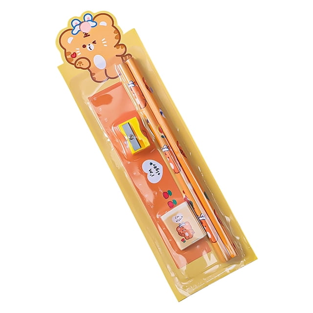 Classroom Essential Pencil Kit Wooden Pencils, Sharpener, Eraser & Ruler - Comfort Grip for Kindergarten & Student Writing Supplies