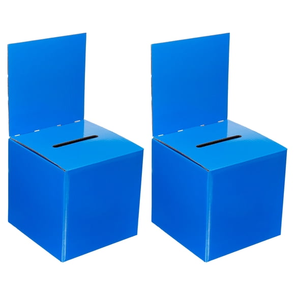 Unique Bargains Ballot Box 6"x6"x6" Raffle Box with Removable Header Board Suggestion Box Cardboard Box Blue 2Pack