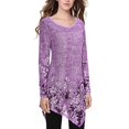 thumbnail image 1 of BJYX T-shirt Femmes Mesh Floral Imprimé Tops Irrégulière Ourlet Tunique Chemise Pull Manches Longues Col Rond Chemisiers, 1 of 5