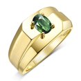 thumbnail image 3 of RYLOS Men's Rings 14K Yellow Gold Ring Classic Solitaire 7X5MM Oval Shape Gemstone Designer Band Green Sapphire September Birthstone Rings For Men Size 9, 3 of 7