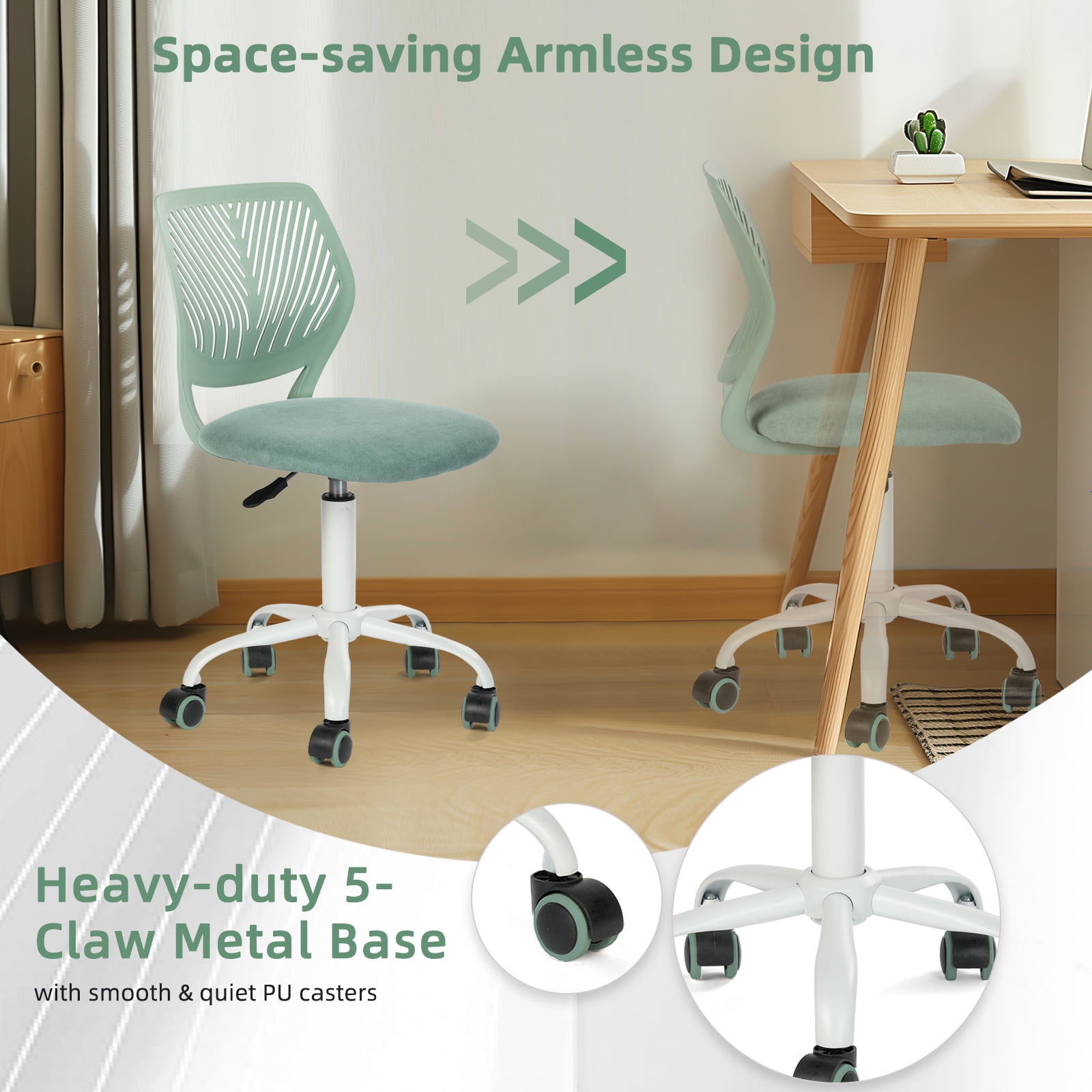 Chaise de bureau pivotante réglable Homy Casa avec assise rembourrée pour bureaux d'étude en dortoir