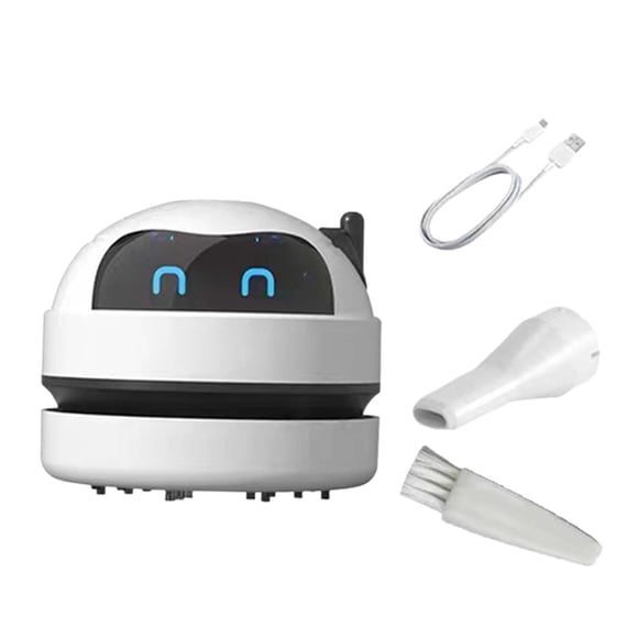 Luzkey Desktop Vacuum Cleaner Cute Desk Vacuum Cleaner Portable Paper Scraps Desk Vacuum Sweeper for Crumbs Dust on Desk School Home white