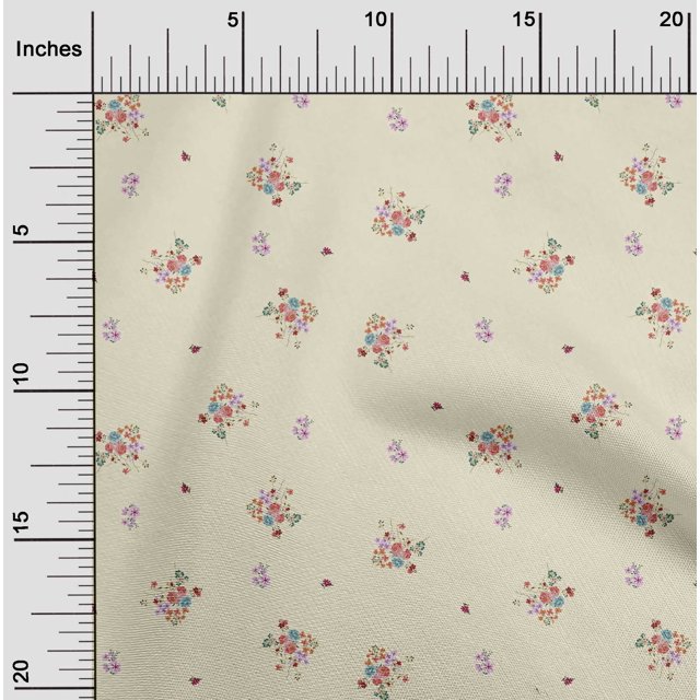oneOone Polyester Lycra Fabric Leaves & Flower Floral Fabric Prints by Yard 56 Inch Wide