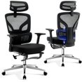 thumbnail image 1 of Ergonomic Office Chair with Adjustable Footrest, High-Back Mesh Desk Chair with Lumbar Support, Headrest & 3D Armrests, Rolling Swivel Computer Chair for Home & Office, Black, 1 of 8