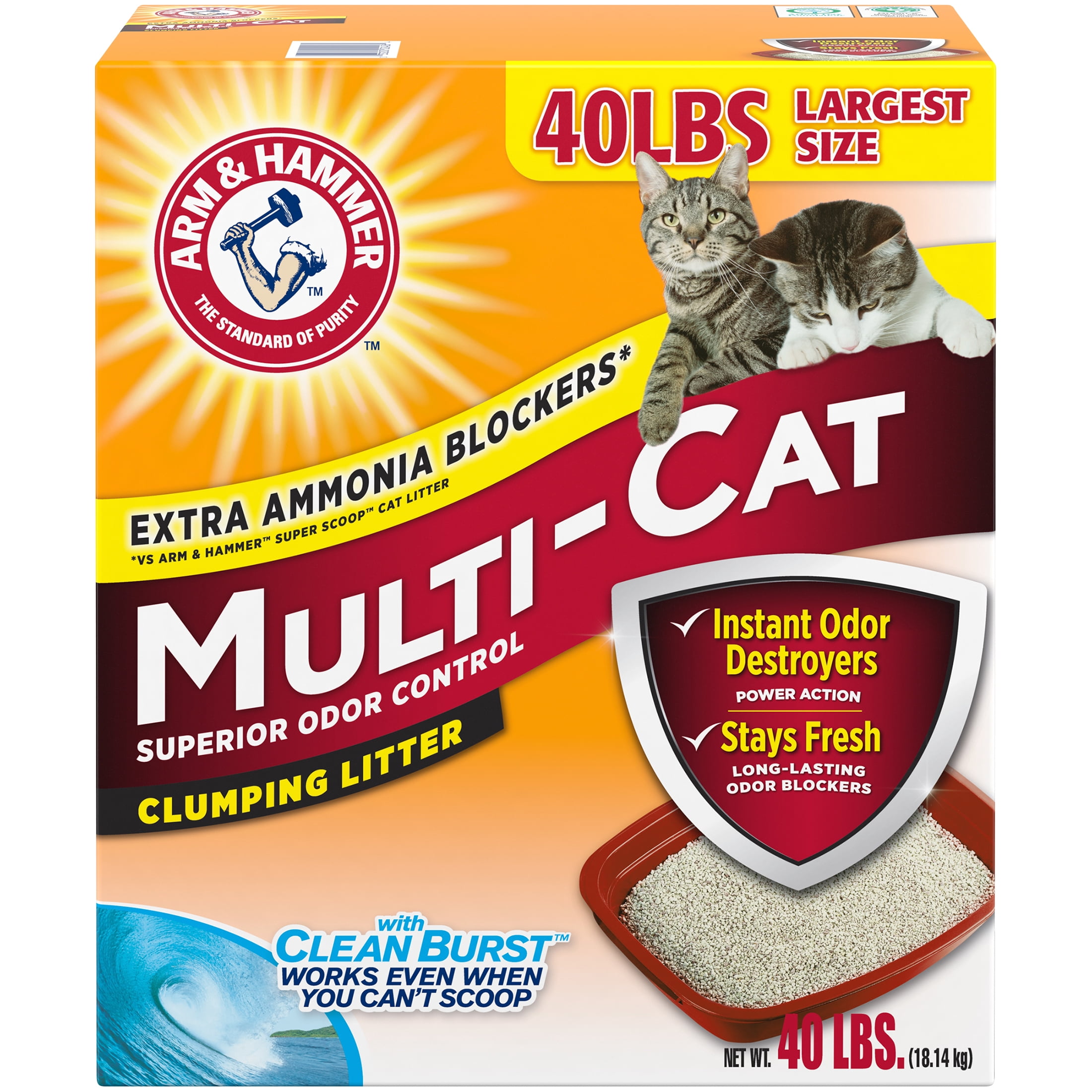 Arm & Hammer Multi Cat, Clean Burst, Clumping Cat Litter, 18KG