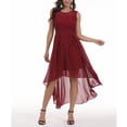 thumbnail image 3 of Pompotops Robe de Demoiselle d'Honneur Hi-Lo en Dentelle Florale pour Femme Sans Manches Robe Longue Formelle de Mariage, 3 of 8