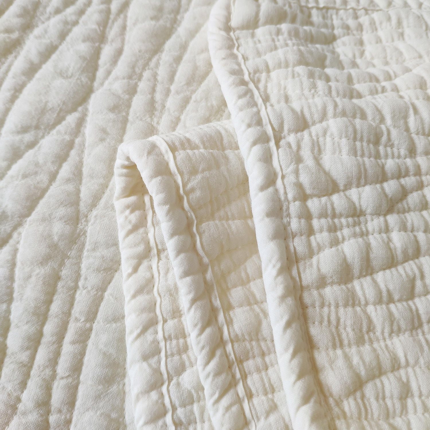 Gouchee Home Carson Queen Quilt Set – 3-Piece Mint Bedding Set, Stone-Washed Cotton with Wave Stitch Pattern, Soft All-Season Bedspread with Plush Fill & Matching Pillow Shams