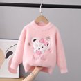 thumbnail image 2 of Chandail pour Bébé Fille Col Rond Manches Longues Imprimé Cœur Tricot Automne Hiver Chandail en Molleton Rose, 2 of 9