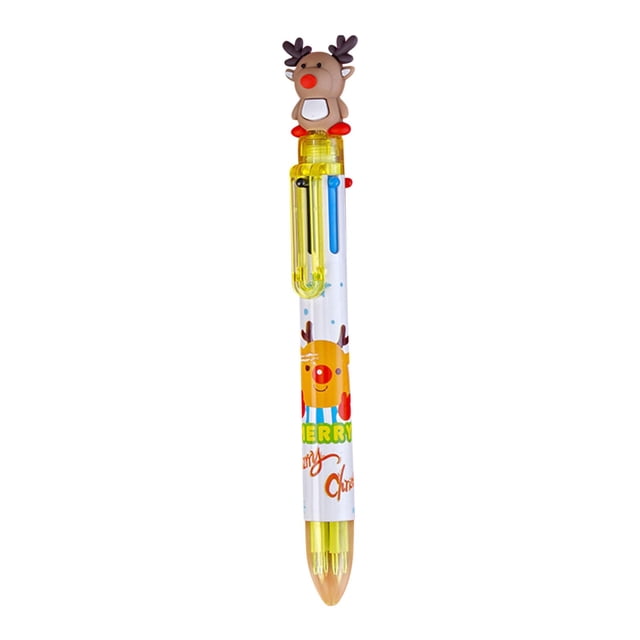 EGNMCR Stylos 6 Couleurs Stylo-Bille de Noël à Pousser Couleur Marqueur Multifonction 2 ml Stylo-Bille