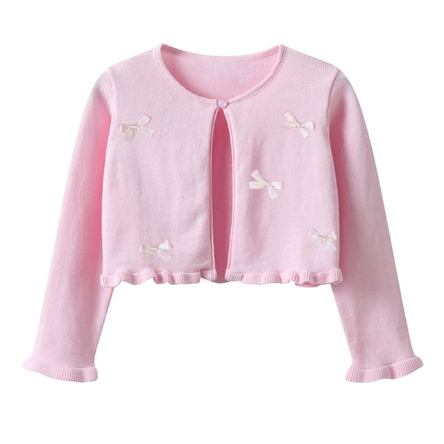 Dealovy Baby Girls Clothes Toddler Long Sleeve Cardigans Spring Summer Knitted Casual Shrug Cropped Tops