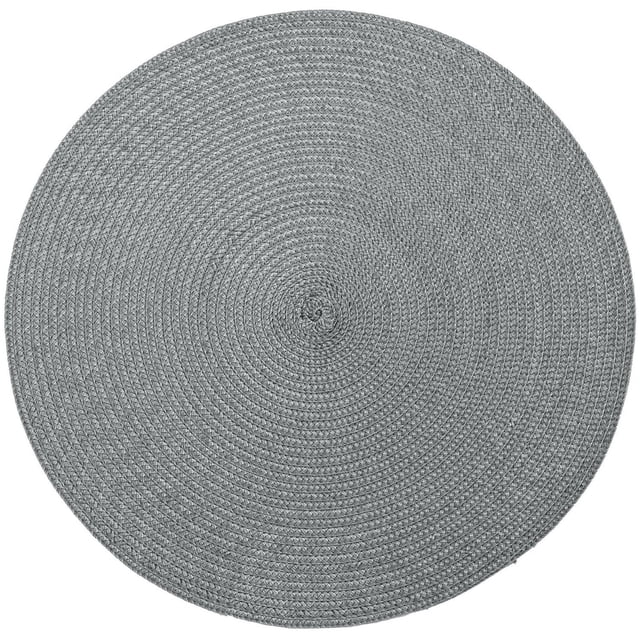 Hometrends Napperon Rond Uni Tissé Gris, Diamètre de 15 Pouces, en Polypropylène Tissé avec Motif de Cercles Concentriques Unis, Idéal pour Protéger les surfaces de Salle à Manger et Souvent Utilisé comme Linge de table Décoratif.