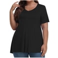 thumbnail image 1 of Timegard Womens Summer Tops Plus Size V-Neck Short Sleeve Comfy Long Tops Basic Tee Casual Loose Blouse, 1 of 7