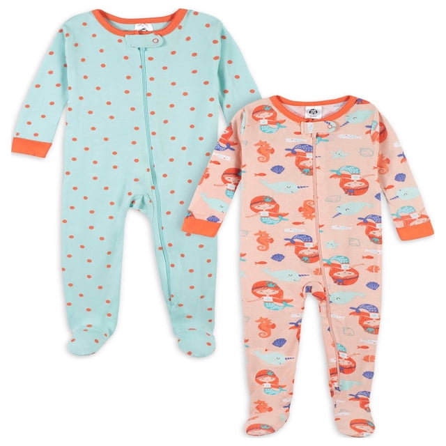 Baby & Toddler Girl Snug Fit Footed Cotton Pajamas 2-Pack