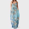 thumbnail image 1 of SMihono Robe Maxi Bohème d'Été pour Femmes Grande Taille Mode pour Femmes à Bretelles Taille Mi-Haute Col en V Sans Manches à Rayures Imprimées Ajustée Robe Longue de Plage Robe Évasée de Plage, 1 of 5