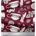 thumbnail image 2 of Soimoi Rayon Crepe Fabric Tea Cup,Lemon Slice & Ginger Vegetable Printed Craft Fabric by the Yard 46 Inch Wide, 2 of 3