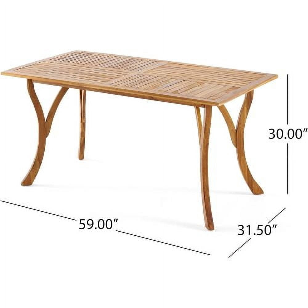 Homy Casa Table à Manger Extérieure en Acacia, 59 po, Table de Patio Rectangulaire à Lattes, Teck