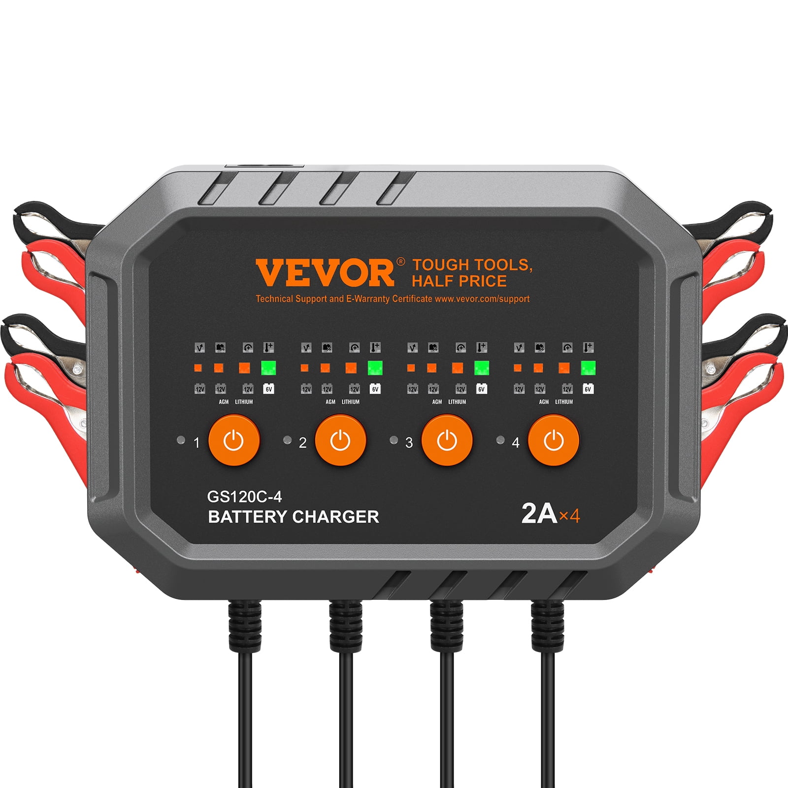 Chargeur de batterie intelligent VEVOR, 8A, LiFePO4, plomb-acide (AGM / Gel / SLA), chargeur entièrement automatique, mainteneur désulfateur pour bateau, moto, tondeuse à gazon, voiturette de golf, marine, cycle profond