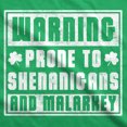 thumbnail image 2 of Mens Warning Prone to Shenanigans and Malarkey T Shirt Saint Patricks Day Tee (Green) - L, 2 of 4