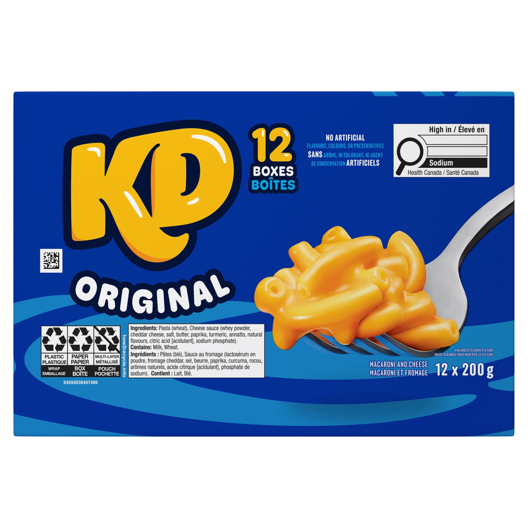 Kraft Dinner Macaroni au Fromage Original, Boîte Repas, Caisse, Stable à Température Ambiante